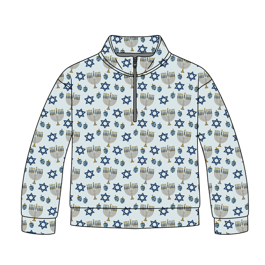 Happy Hannukah Adult Quarter Zip-Up **PreOrder**