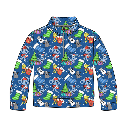Blue Christmas Cheer Adult Quarter Zip-Up **PreOrder**
