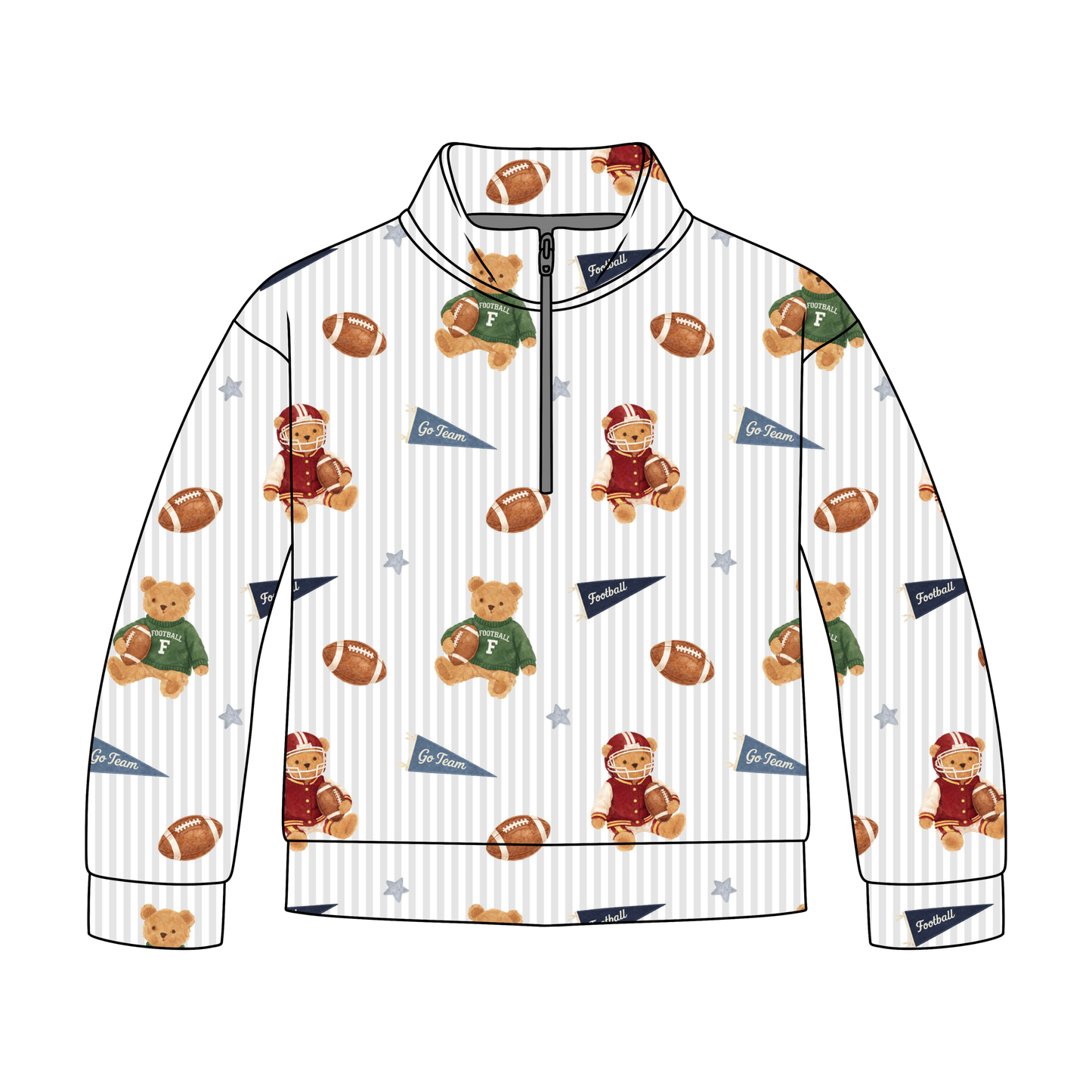 Touchdown Teddies Adult Quarter Zip-Up **PreOrder**