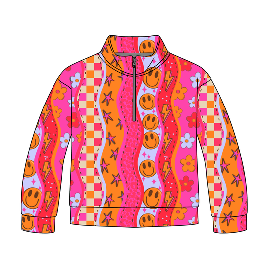 Groovy Good Vibes Quarter Zip-Up **PreOrder**