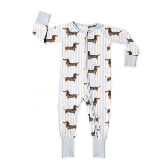 Doxie Daydreams Blue Zipper Sleeper **PreOrder**