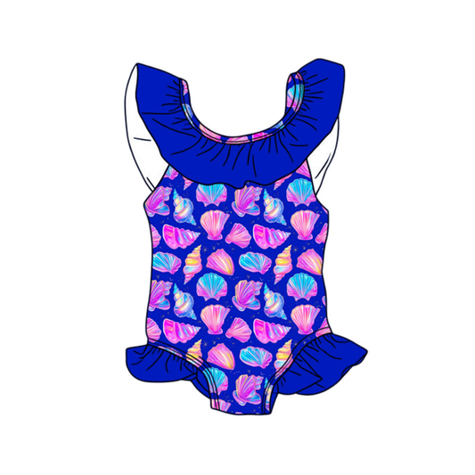 Neon Seashell Sparkle One Piece Swimwear *RTS*