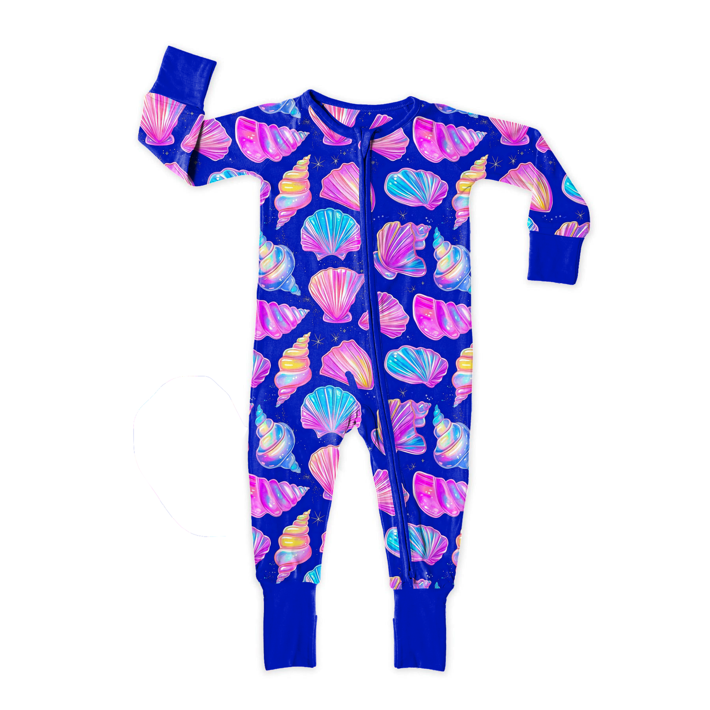 Neon Seashell Sparkle Zipper Sleeper *RTS*