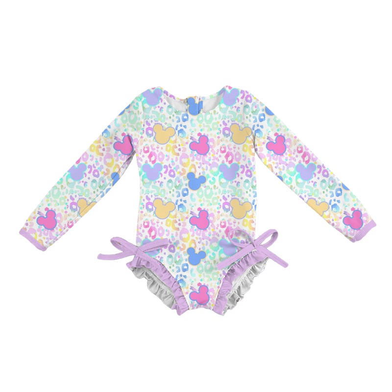Pastel Mouse Magic Rashguard Medically Adaptable One-Piece Swimwear *RTS*