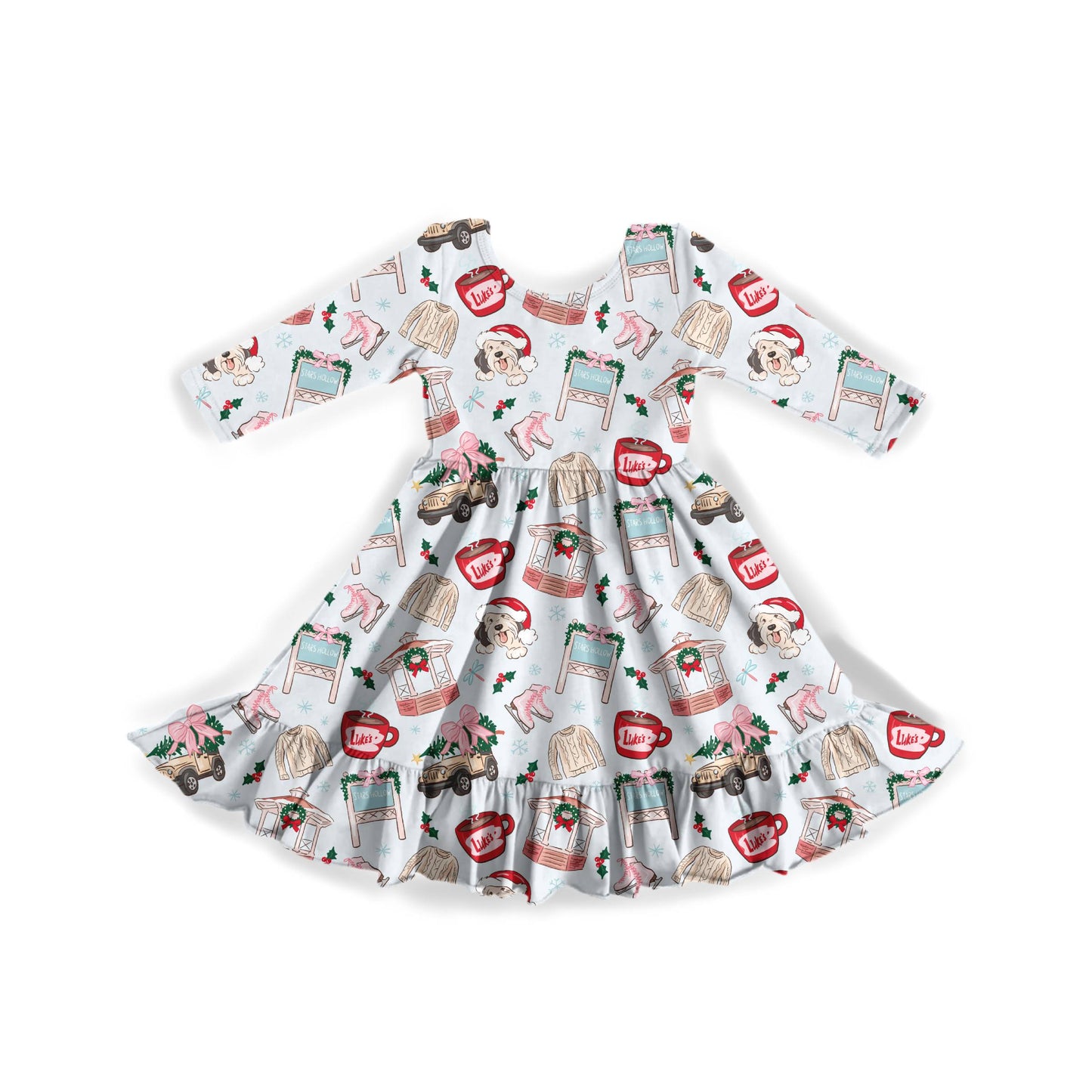 Snowy Small Town Youth Twirl Dress **PreOrder**