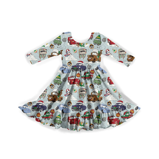 Holiday Pit Stop Youth Twirl Dress **PreOrder**