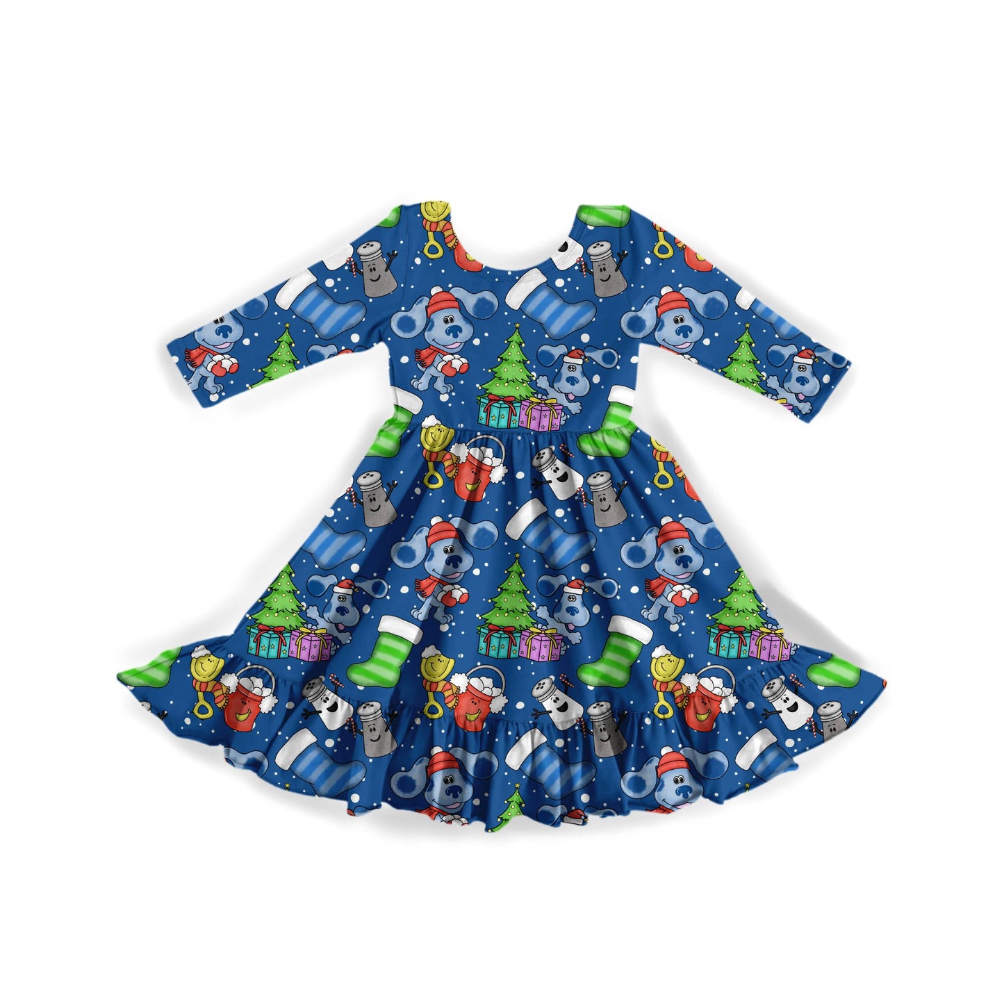 Blue Christmas Cheer Youth Twirl Dress **PreOrder**
