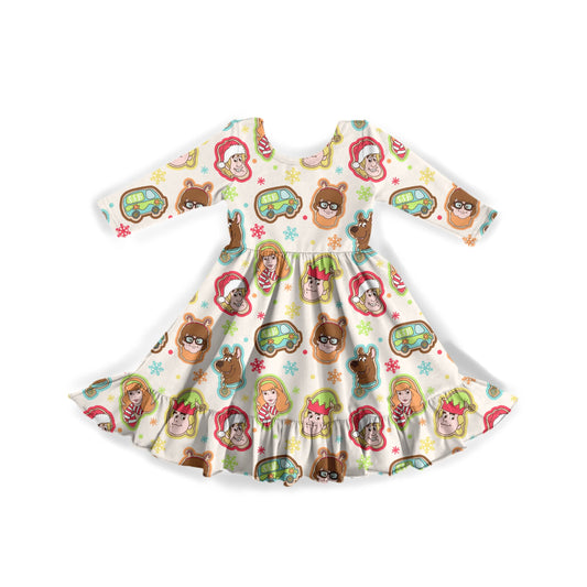 Holiday Clue Crew Youth Twirl Dress **PreOrder**