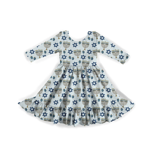 Happy Hannukah Youth Twirl Dress **PreOrder**