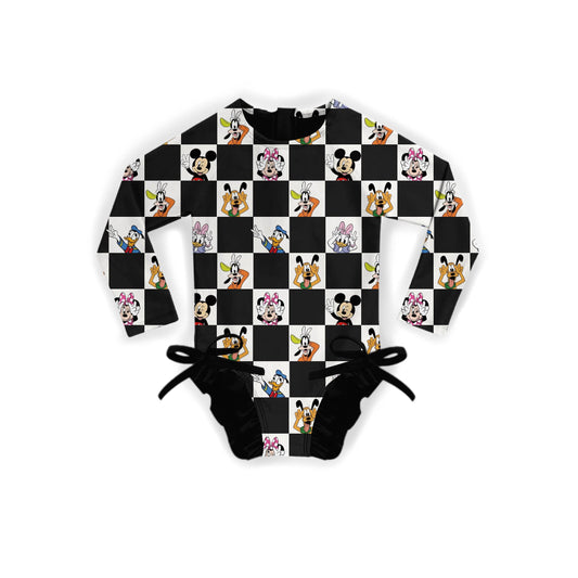 Checkered Magic Rashguard One-Piece Medically Adaptable Swimwear *RTS*