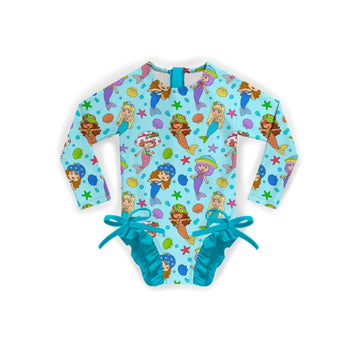 Berry Sweet Mermaids Rashguard One-Peice Swimwear **PreOrder**