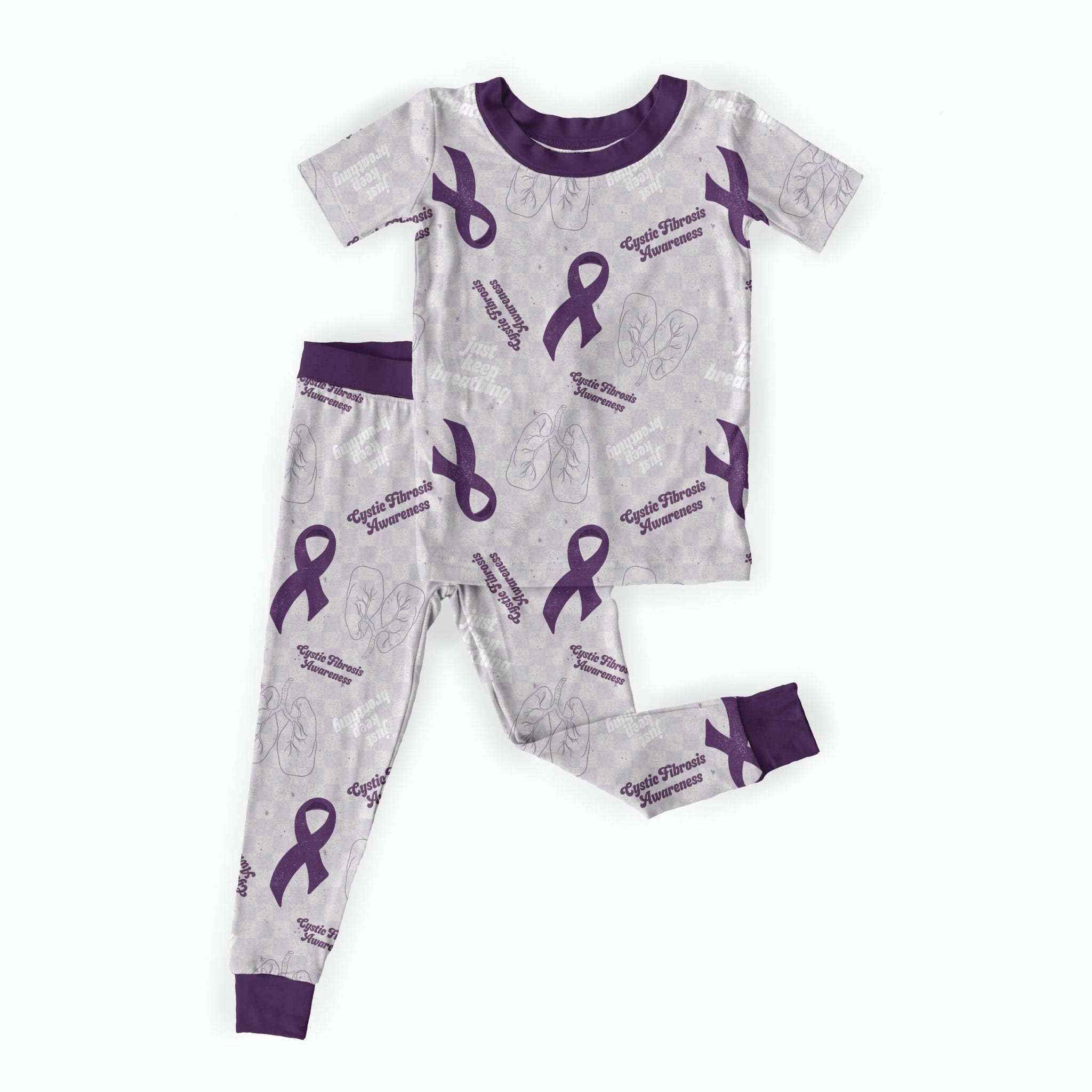 Cystic Fibrosis Awareness Youth Short Sleeve Pant Set *RTS*