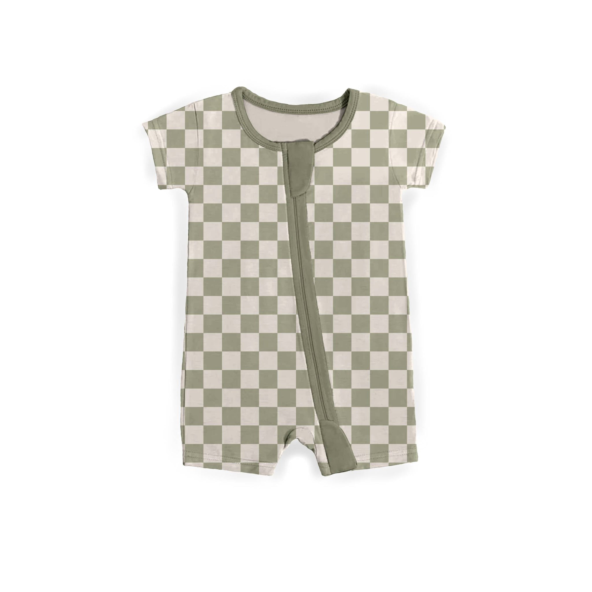 Green Checkered Ribbed Zipper Shortie *RTS*