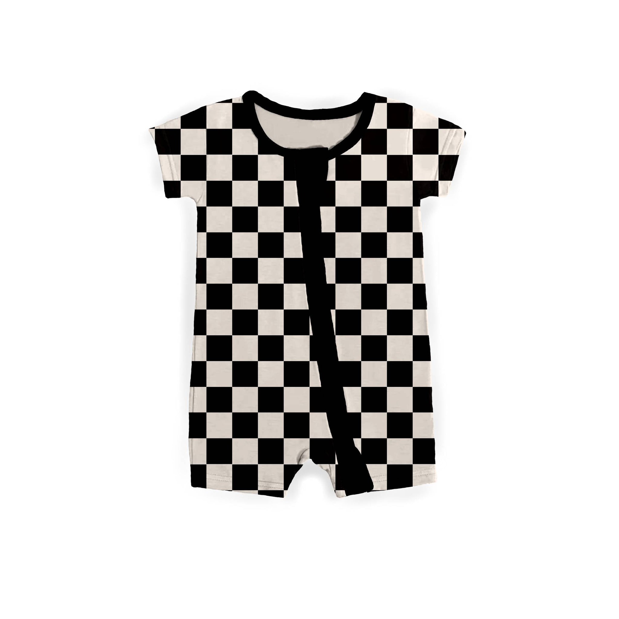 Black Checkered Ribbed Zipper Shortie *RTS*