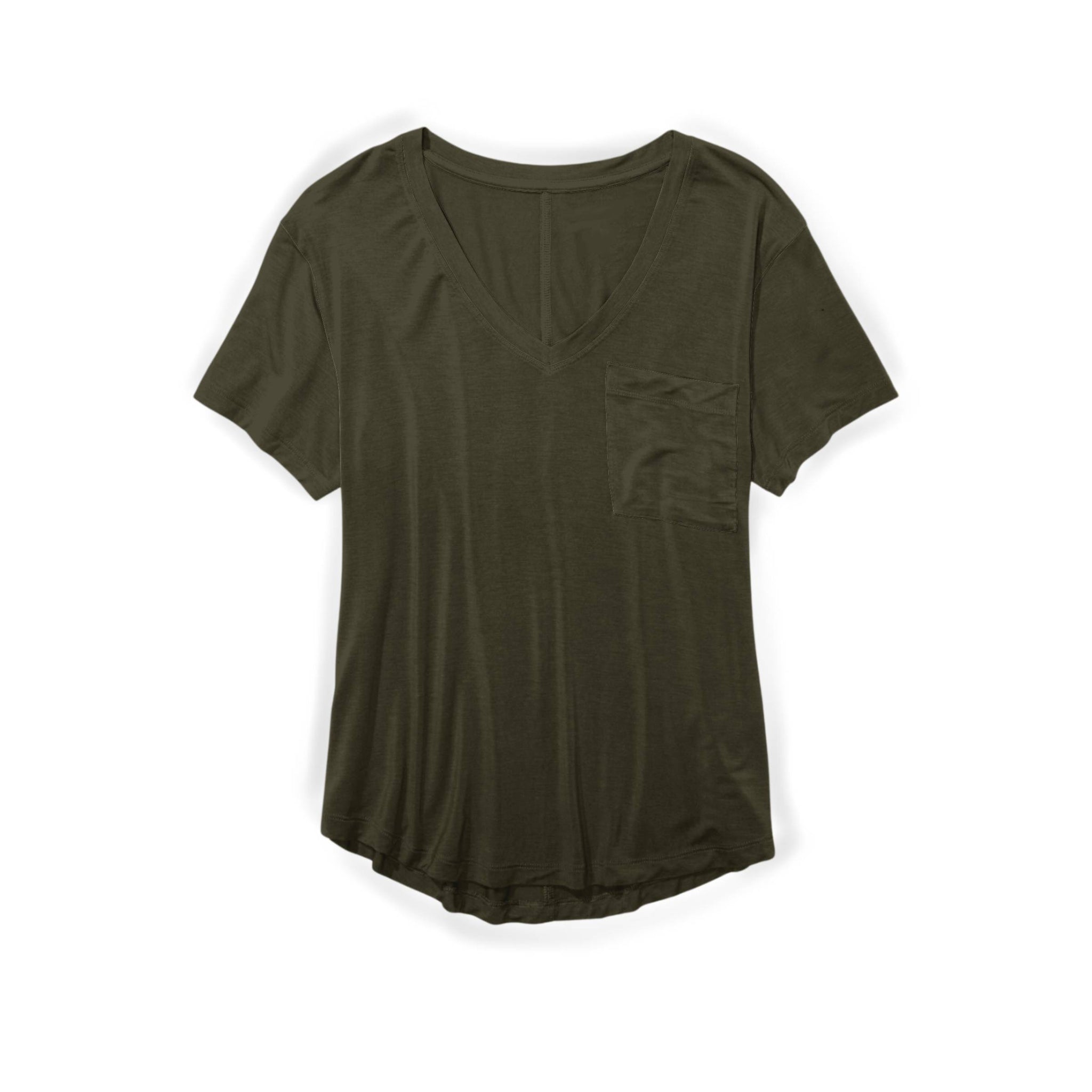 Forest Green V-Neck Adult Women's Pocket T-shirt **PreOrder**
