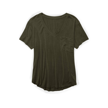Forest Green V-Neck Adult Women's Pocket T-shirt **PreOrder**