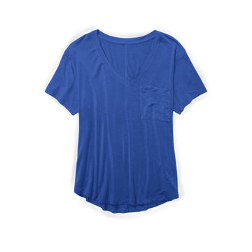 Blue V-Neck Adult Women's Pocket T-shirt **PreOrder**