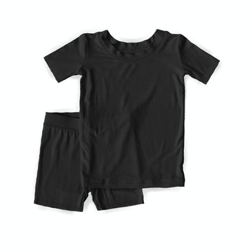 Black Ribbed Youth Short Set