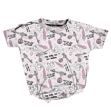 Trach/G-Tube Warrior Pink Medically Adaptable Romper *RTS*