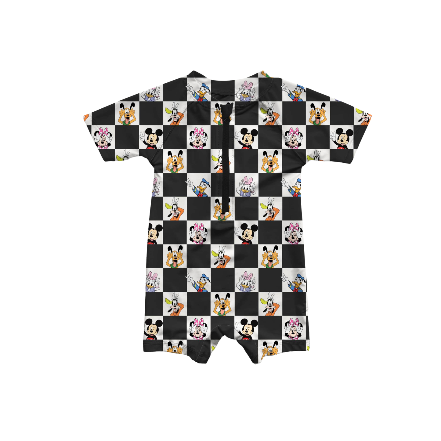 Checkered Magic Rashguard Boys One-Piece Medically Adaptable Swimwear *RTS*