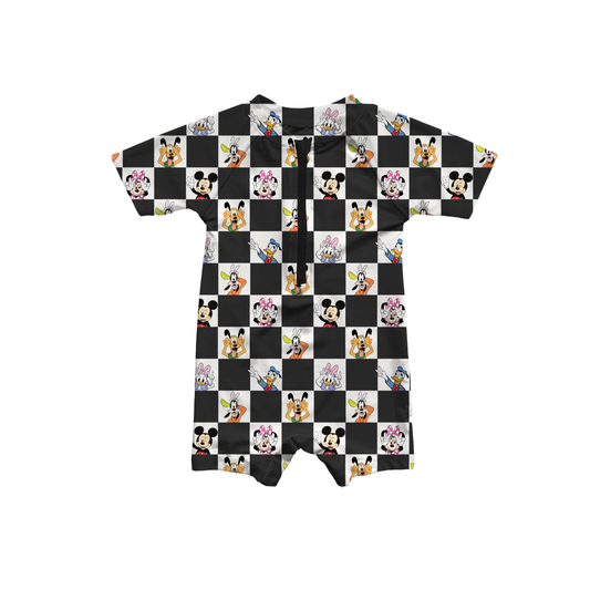 Checkered Magic Rashguard Boys One-Piece Medically Adaptable Swimwear *RTS*