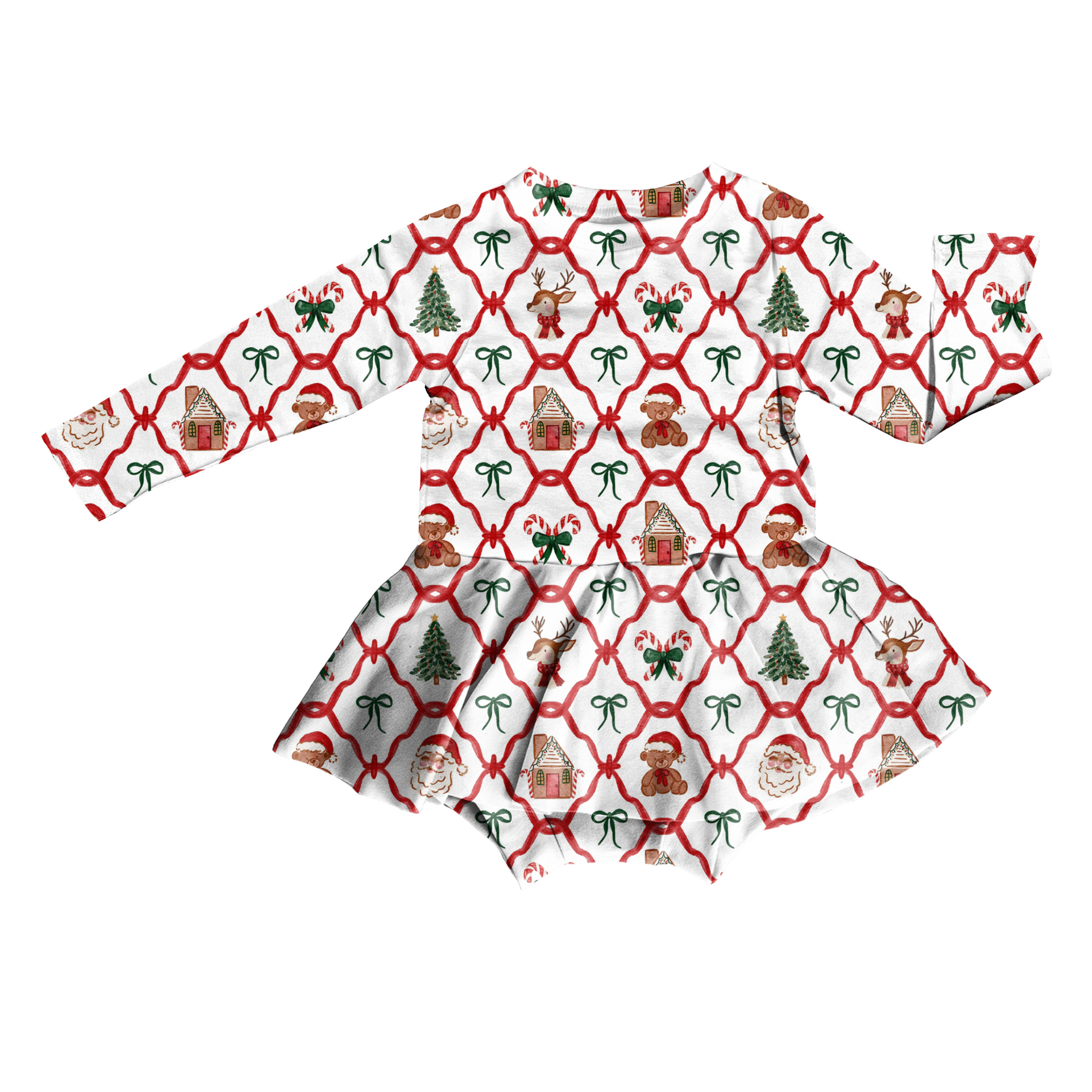 Holly Jolly Christmas Bodysuit Youth Twirl Dress **PreOrder**