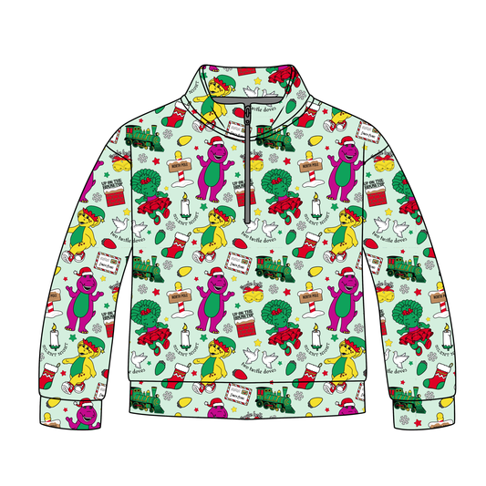 Holiday Dino Happiness Quarter Zip-Up **PreOrder**