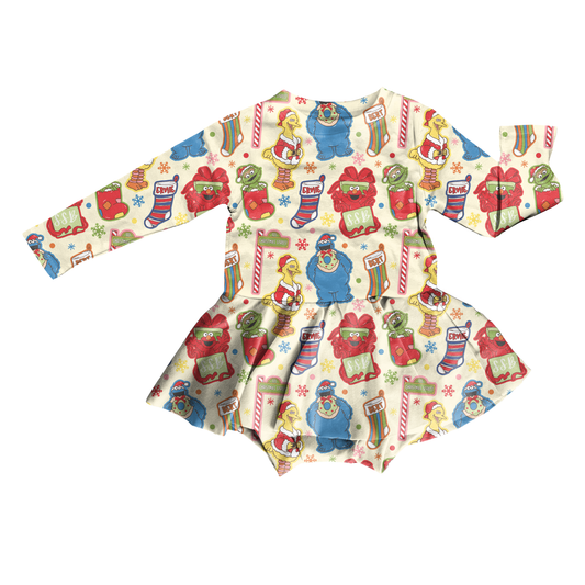 Christmas Street Bodysuit Youth Twirl Dress **PreOrder**