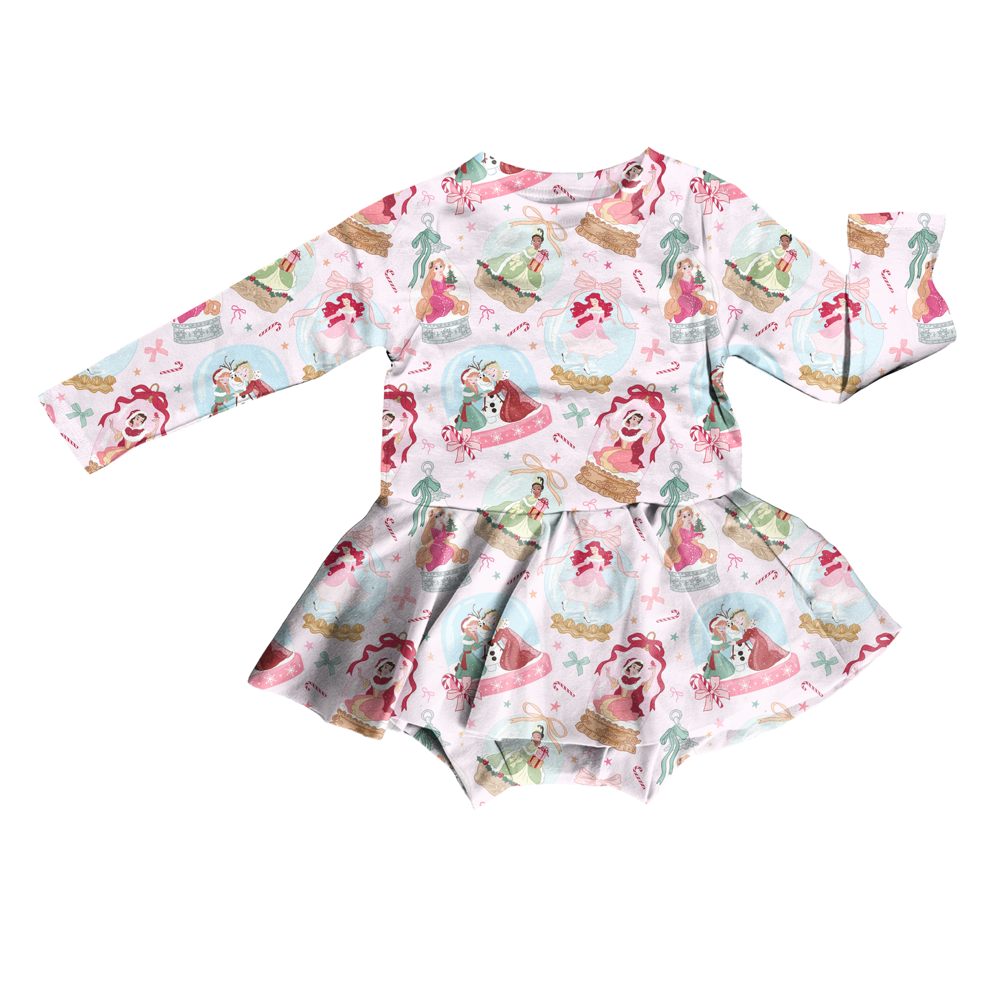 Enchanted Christmas Globes Bodysuit Youth Twirl Dress **PreOrder**