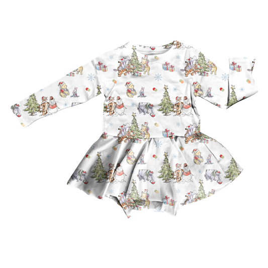 Woodland Christmas Wishes Bodysuit Youth Twirl Dress **PreOrder**