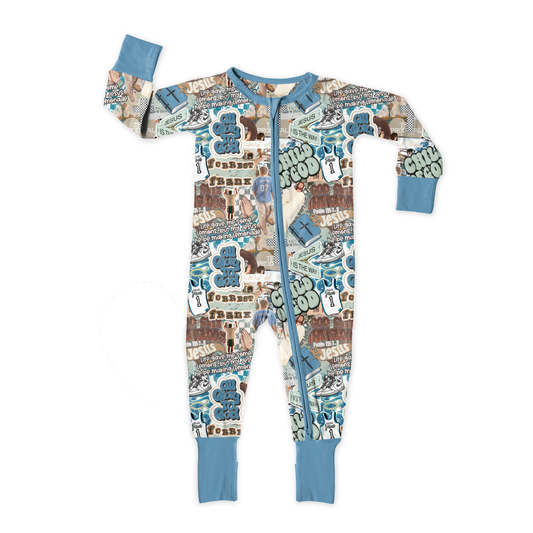Only Way Is Up Blue Medically Adaptable Zipper Sleeper *RTS*