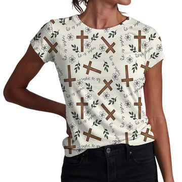 He Is Risen Floral Adult Women's T-shirt **PreOrder**