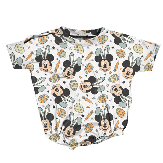 Hoppy Easter Mouse Blue Medically Adaptable Romper *RTS*