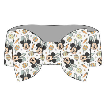 Hoppy Easter Mouse Blue Bamboo Bow Headband **PreOrder**