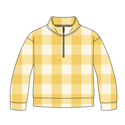 Little Sunshine Squares Quarter Zip-Up *RTS*