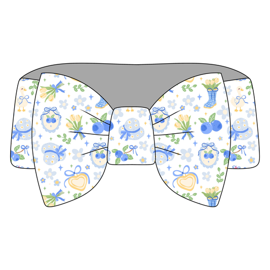 Blueberry Blossoms Bamboo Bow Headband *RTS*