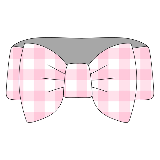 Gorgeous Gingham  Bamboo Bow Headband *RTS*
