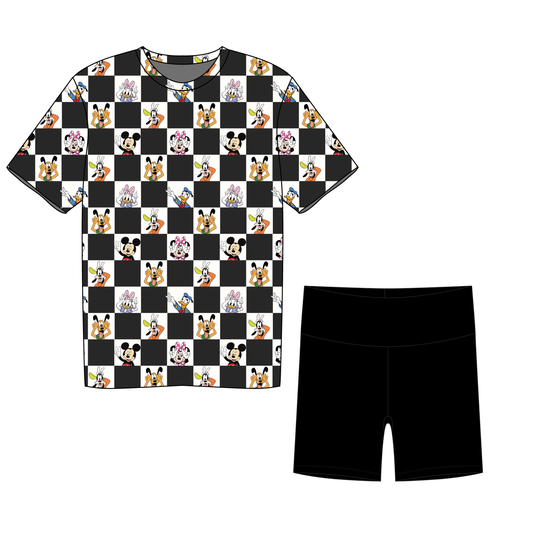 Checkered Magic Youth Girls Biker Short Set *RTS*