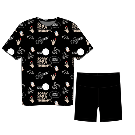 Sorry. Can't. I have therapy. Youth Girls Biker Short Set *RTS*