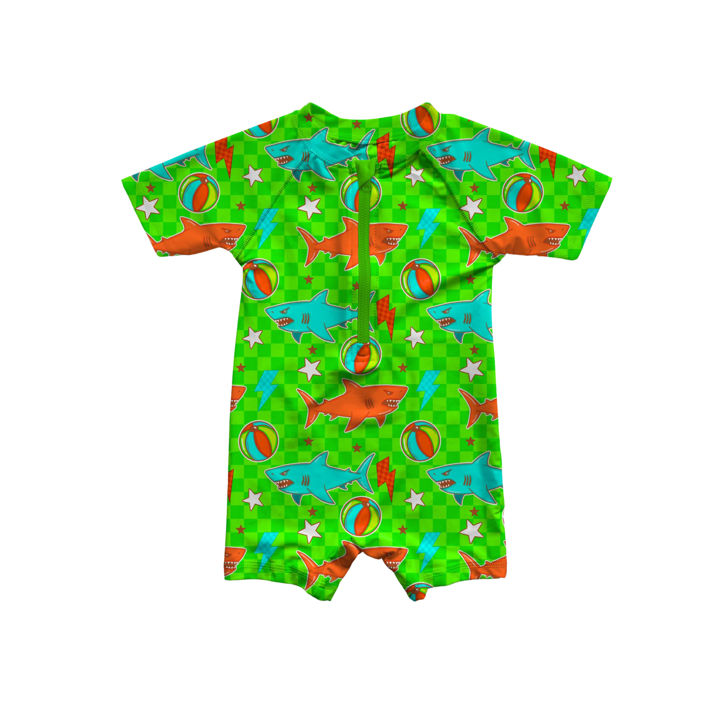 Neon Sharks Rashguard Boys One-Peice Swimwear *RTS*