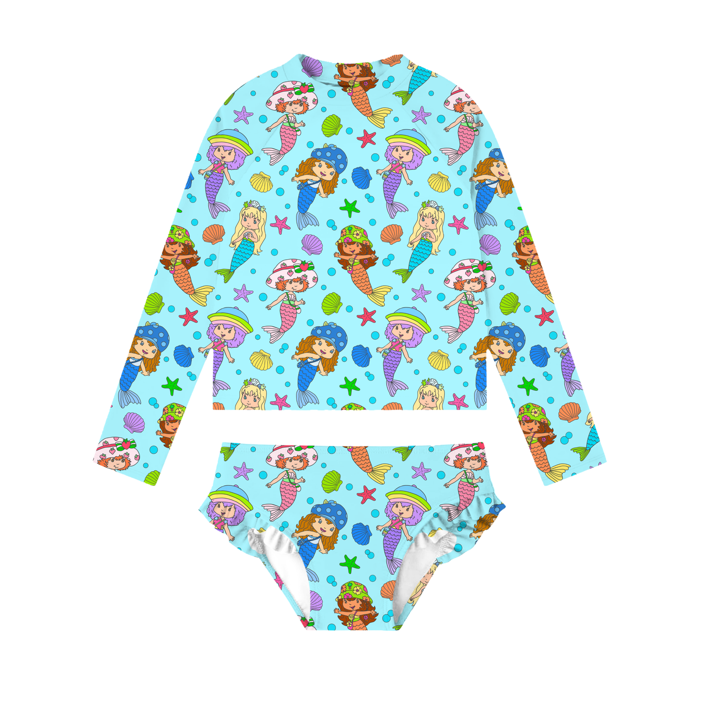Berry Sweet Mermaids 2-piece Rashguard Swimwear *RTS*