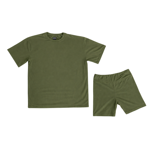 Army Green Women's Biker Short Set *RTS*