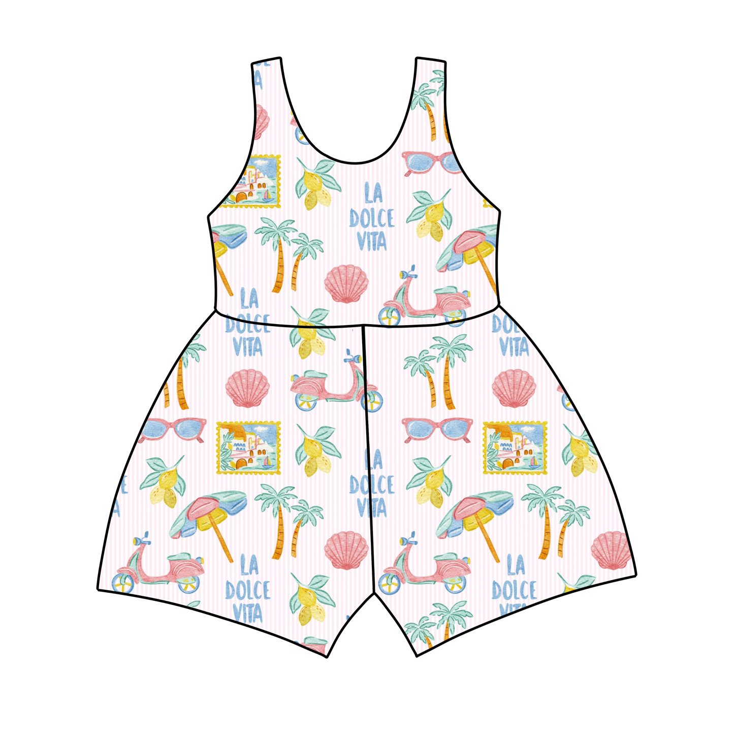 La Dolce Vita Tank Top/Shorts Medically Adaptable Jumpsuit *RTS*