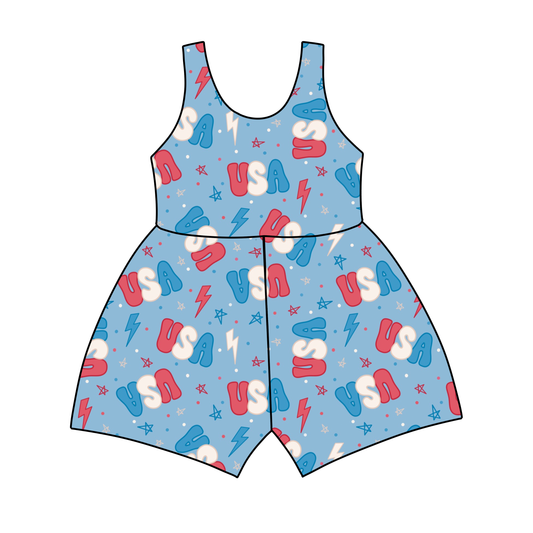 USA All Day Tank Top/Shorts Jumpsuit *RTS*