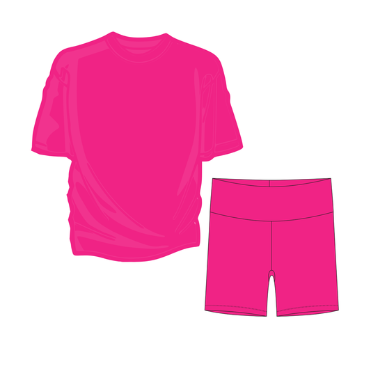 Hot Pink Youth Girls Biker Short Set *RTS*