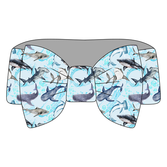 Sharks of the Blue Bamboo Bow Headband *RTS*