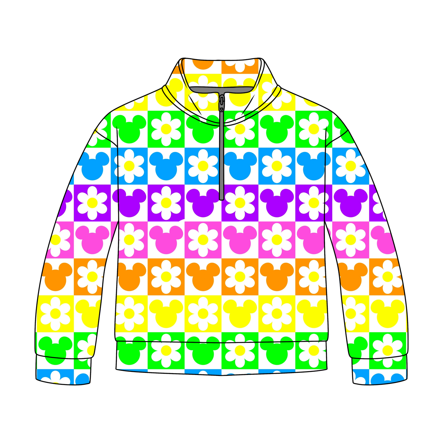 Retro Rainbow Mouse Quarter Zip-Up *RTS*