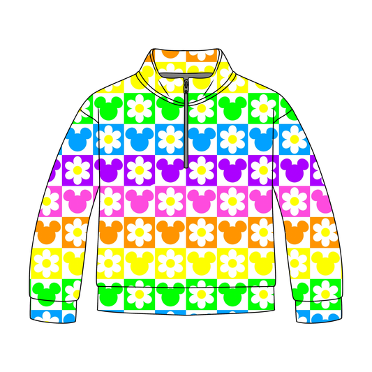 Retro Rainbow Mouse Quarter Zip-Up *RTS*