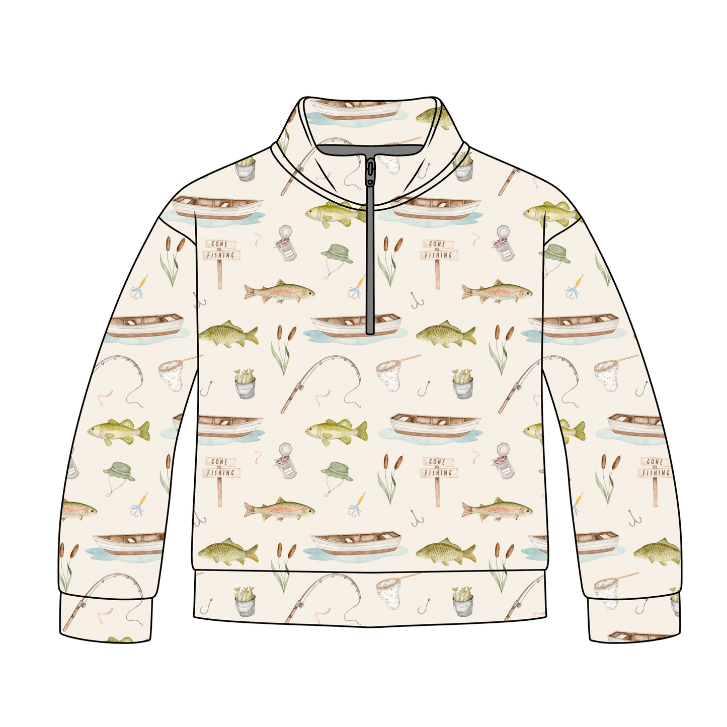 Gone Fishing Quarter Zip-Up *RTS*
