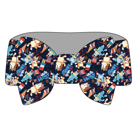Patriotic Pup Pals Bamboo Bow Headband *RTS*